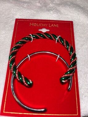 Holiday Lane Green & Red Twisted Wire Bangle Bracelet Set